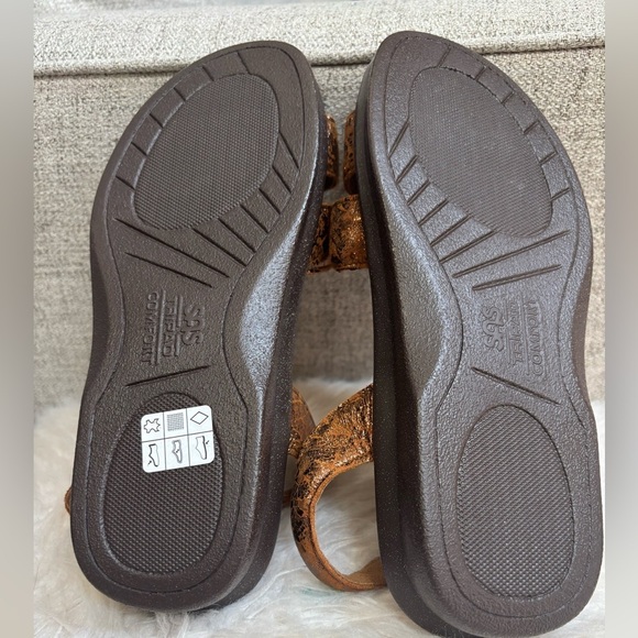 SAS DUO BRONZE METALLIC LEATHER CUSHIONED CASUAL WIDE WIDTH BUCKLE SANDAL SZ 7WW - Picture 6 of 9